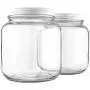 Klare 2-teilige 19,3-Liter-Glasbehälter mit weißen Metalleverschlüssen (64-Ounzen / 2-Quart Fassungsvermögen), BPA-frei