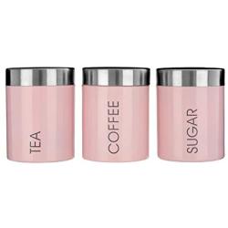 Premier Housewares Liberty Tea/Coffee/Sugar Canisters, Light Pink, Set of 3