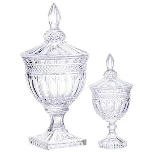 Glas Candy Jar Behälter mit Deckel, HOUSIYU, Geeignet für Küchen- und Badezimmer-Kleinigkeiten, Hochzeitstanzdeko, Süßigkeiten-Selbstbedienungsbehälter, 2-er Set