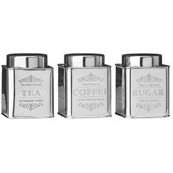 Premier Housewares Stainless Steel Chai Tea/coffee/sugar Canisters, Set Of 3 By