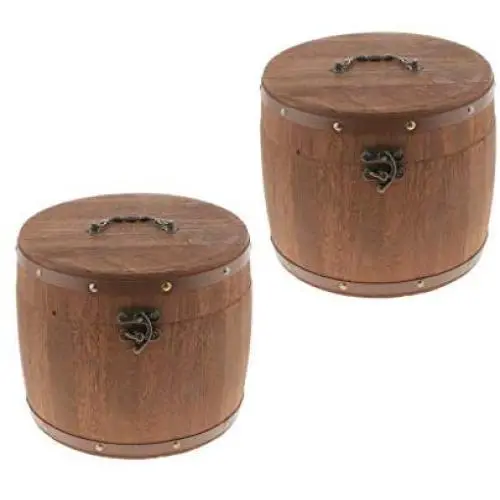 Flameer 2Pcs 23x20cm Vintage Wood Barrel Tea Caddy Airtight Sealed Tea Leaves Tin Canister Kitchen Food Storage Jar Container Flameer 2Pcs 23x20cm Vintage Wood Barrel Tea Caddy Airtight Sealed Tea Leaves Tin Canister Kitchen Food Storage Jar Container