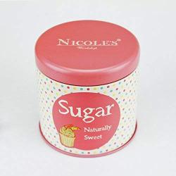 Nicoles Workshop Colorful Dot Mini Storage Metal Jar,Covered,&quotSugar",Pink
