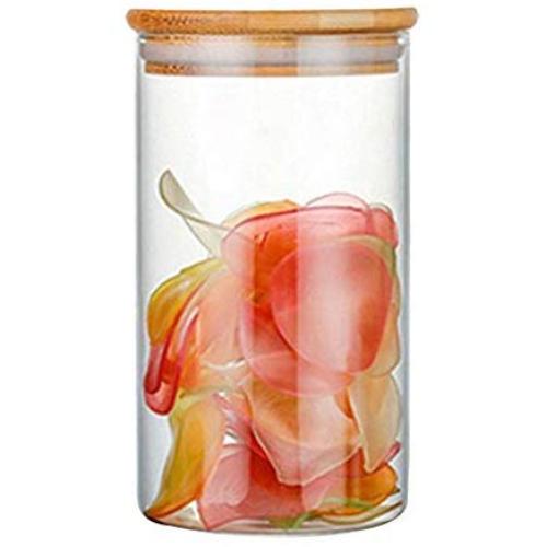 Glass Caddies Storage Jar, High Borosilicate Glass, Airtight Sealing Ring, More Size for Tea Coffee Herb Spices Sugar etc. (8.5x15cm)