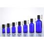 vipolish 3 PCS 50 ML 1.7 OZ Blue Glass Refillable Roll-On Bottles with Stainless Steel Roller Ball and Black Cap Essential Oil Container Perfume Cosmetic Sample Dispenser Roller Vials