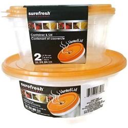 Set of 3 Surefresh Food Containers - Vented Lid - 1 Round Container 72.67 fl oz. - 2 Square Containers 25.35 fl oz.