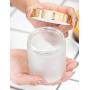 Large Frosted Clear Thick Glass Straight Sided Jar with Gold Metal Overshell Lid - 8 oz / 240 ml (6 pack) + Spatulas