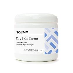 Amazon Brand - Solimo Dry Skin Cream, Fragrance free, Paraben free, Phthalate free, 16 Ounces (Pack of 4)