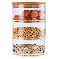 HIZLJJ Stackable 200ml 3-layer Food Storage Containers with Airtight Lid, Glass Storage Jar for Pasta, Tea, Coffee, Cookies, Snacks (Color : Style B)