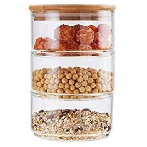 HIZLJJ Stackable 200ml 3-layer Food Storage Containers with Airtight Lid, Glass Storage Jar for Pasta, Tea, Coffee, Cookies, Snacks (Color : Style B) HIZLJJ Stackable 200ml 3-layer Food Storage Containers with Airtight Lid, Glass Storage Jar for Pasta, Tea, Coffee, Cookies, Snacks (Color : Style B)
