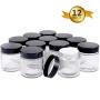 4oz Glass Jars with Lids(12 Pack), Eternal Moment Round Glass Jars with Inner Liners and Black Lids, Empty Cosmetic Containers for Creams, Powders, Balms,and Aromatherapy