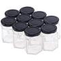 Vosarea Simply Store Glass Hexagon Food Container Set Transparent Storage Jars Glass Sealed Cans Honey Food Grains Containers(10 PCS 85ml)