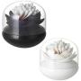 Daliuing 2 Pack Lotus Cotton Swab Holder Cotton Bud Small Toothpicks Brushes Holder Box Case Storage Organizer Jar with Clear Lid Dustproof Cover Black + White