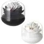Daliuing 2 Pack Lotus Cotton Swab Holder Cotton Bud Small Toothpicks Brushes Holder Box Case Storage Organizer Jar with Clear Lid Dustproof Cover Black + White