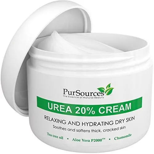 PurSources Harnstoffcreme 20% – Besserer Callus-Entferner – Feuchtigkeitsspendende und regenerierende Creme für Hände, Füße und Knie – Beruhigt und macht dicke, rissige, raue und trockene Haut gesund und geschmeidig.