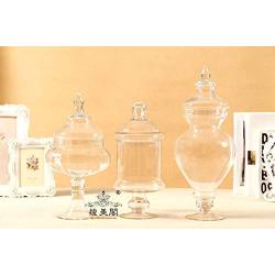 HOUSIYU Candy Jar Decorative Glass Jar, Basic Food Storage Three-Piece, Kitchen Biscuit Jar and Bathroom Storage and Organization, Three-Piece Suit