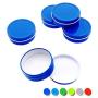 Mimi Pack 24 Pack Tins 2 oz Shallow Round Tins with Solid Slip Lids Empty Tin Containers Cosmetics Tins Party Favors Tins and Food Storage Containers (Blue)