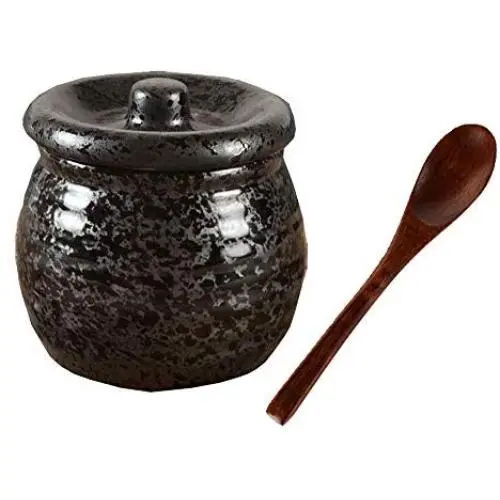 123Arts Ceramics Japanese Flower Sugar Bowl Seasoning Pot Salt Pepper Storage Jar Lid Wood Spoon 123Arts Ceramics Japanese Flower Sugar Bowl Seasoning Pot Salt Pepper Storage Jar Lid Wood Spoon