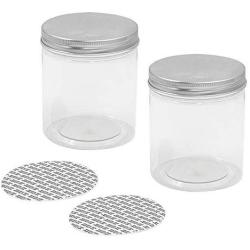 Homiest 8.5x6.5cm Round Storage Containers Plastic Jar with Metal Lid for Cotton Swabs, Rounds, Balls, Makeup Sponges, Blenders, Bath Salts 2Pcs