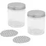 Homiest 8.5x6.5cm Round Storage Containers Plastic Jar with Metal Lid for Cotton Swabs, Rounds, Balls, Makeup Sponges, Blenders, Bath Salts 2Pcs Homiest 8.5x6.5cm Round Storage Containers Plastic Jar with Metal Lid for Cotton Swabs, Rounds, Balls, Makeup Sponges, Blenders, Bath Salts 2Pcs