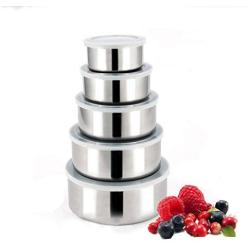 E-House Kitchen Storage Containers Meal Prep Food Containers Set Dry Goods Storage Jars 5Pcs/Set Stainless Steel Airtight Food Storage Container Preservation Box Case