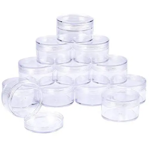 BENECREAT 12 Pack 2.2''x1.33'' (50ml) Empty Clear Plastic Bead Storage Container jar with Rounded Screw-Top Lids for Beads, Nail Art, Glitter, Make Up, Cosmetics and Travel Cream BENECREAT 12 Pack 2.2''x1.33'' (50ml) Empty Clear Plastic Bead Storage Container jar with Rounded Screw-Top Lids for Beads, Nail Art, Glitter, Make Up, Cosmetics and Travel Cream