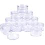 BENECREAT 12 Pack 2.2''x1.33'' (50ml) Empty Clear Plastic Bead Storage Container jar with Rounded Screw-Top Lids for Beads, Nail Art, Glitter, Make Up, Cosmetics and Travel Cream