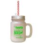 Green My Favorite Weather Bird Watching Weather Frosted Glass Mason Jar With Straw