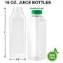 16 Oz Klare Kunststoff-Saft-/Essigbehälter aus PET mit grünen Tamper-Evidenzverschlüssen (Packung mit 10) (grüne Verschlüsse, 10)