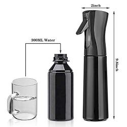 Hair Spray Bottle Empty Plastic Trigger Spray Bottle Refillable Fine Mist Sprayer Bottle 2 Pack 10oz /300ml for Hair Styling, Cleaning, Garden Continuous Water Mister (Black+White)