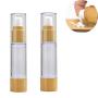 2PCS Empty Refill Portable Bamboo Plastic Airless Vacuum Emulsion Pump Bottle Jars Cream Lotion Make Up Sample Travel Packing Vials Cosmetic Toiletries Liquid Storage Containers(100ml/3.4oz)