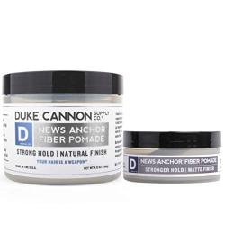 Duke Cannon News Anchor Fiber Pomade - Strong Hold and Natural Finish Bundle, 2oz + 4.6oz