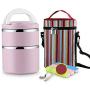 Thermos Food Jar Multi-storey Thermos Stainless Food Flask,Leakproof Insulated Food Containers,Lunch Box (Color : Light purple, Size : 1500ml)
