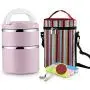 Thermos Food Jar Multi-storey Thermos Stainless Food Flask,Leakproof Insulated Food Containers,Lunch Box (Color : Light purple, Size : 1500ml)