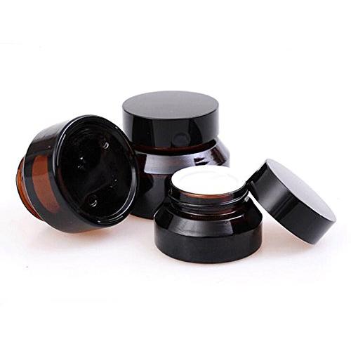 15g Gram 15ml(0.5 OZ) Amber Glass Empty Refillable Inclined Shoulder Cosmetic Jars Empty Face Cream Lotion Lip Balm Storage Container Cream Jar Pot Bottle with Liners and Screw Lid (15g)