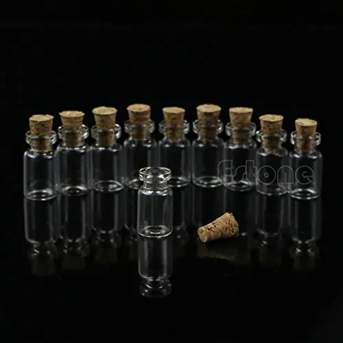 Bouteilles en verre miniatures avec bouchons en liège, 10pcs/lot, 0,5ml, 18x10mm - Petites bouteilles en verre pour stockage et pendentifs. Bouteilles en verre miniatures avec bouchons en liège, 10pcs/lot, 0,5ml, 18x10mm - Petites bouteilles en verre pour stockage et pendentifs.