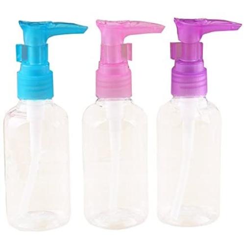 75ml Refillable Empty Plastic Travel Bottles Jars Set with Pump Tops for Makeup Cosmetic Bath Shower Toiletries Liquid Containers Leak Proof Portable Travel Accessories Pack of 6