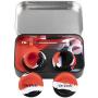 DoPake portable stainless steel tin box 2-5ml silicone container jars,non-stick storage wax carrying case with bonus stainless steel spoons (Black&White&Red)