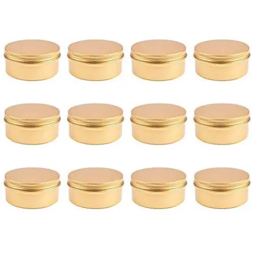 12 Stück 3 oz Golddeckel Metall Stahl Töpfe Runde Aluminium Töpfe Leere Lippenpflege Töpfe Kosmetik Probenbehälter Großhandel Lebensmittel Lagerung Kerzen Reise Töpfe (90g)