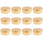 Healthcom 12 Pcs 3 oz Golden Screw Top Metal Steel Tins Round Aluminum Tin Cans Empty Lip Balm Tin Jars Cosmetic Sample Containers Bulk Food Storage Candle Travel Tins(90g)