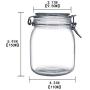 YEBODA 32oz Food Storage Canister Glass Jars with Clamp Airtight Lids and Silicone Gaskets for Multi-Purpose Kitchen Containers - Clear Square (3 Pack)