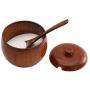 Wooden Salt Box with Lid and Spoon, Salt Cellar Salt bowl Sugar Bowl Wood Spice Jar Sugar Spice Condiment Storage Container for Kitchen