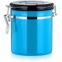 Diguo Coffee Storage Canister Premium Quality Stainless Steel Bean Container for Better Tasting Coffee - Vacuum Seal Vents Away Co2 Gas Coffee Bean Storage Tanks (500g/16oz, Blue)