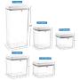 BREVER 5-PC AirTight Push Pop Food Storage Container Set Value Pack - Cereal, Flour, Sugar, Pasta, Rice - 100% BPA FREE, 5 Yr Warranty