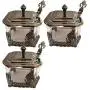 Homozy 3X Küchen Lebensmittel Aufbewahrungsvorrichtungen mit Metalldeckel - Vintage Design Zuckerglas- Perfekte Dose für Zucker, Tee, Kaffee, Gewürze- Condimentskanne