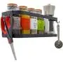 Magnetischer Kühlschrank Gewürzregal Organizer [1-stufiger mit 2x Aufhänger] - Magnetische Glasbehälterhalterung, Utensilieständer, Mehrzweck-Küchenregal, Vorratsschrank Wand, Waschraum, Garage. [Matte Schwarz]