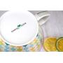 Unique Shape Microwavable Ceramic Noodle Bowl with Handle and Seal Fine Porcelain (PurpleUnicorn)