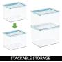 mDesign Airtight Stackable Kitchen Pantry Cabinet Food Storage Container - Attached Hinged Lid - Compact Bin for Pantry, Refrigerator, Freezer - BPA Free, Food Safe - Holds 2 Quarts - 4 Pack - Clear