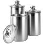 Vencer 3 Piece Set Large Sized 64oz,1.9L Each,304 Stainless Steel Canister Set with Glass Lids, Coffee, Tea, Sugar, Flour Canister for Kitchen