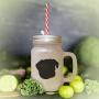Green Danish Swedish Farmdog Silhouette Frosted Glass Mason Jar With Straw