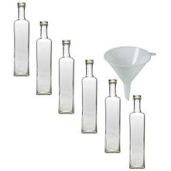 Viva Haushaltswaren 6 Glass Bottles 500 ml with Screw Tops for Self-Filling incl. Filling Funnel Diameter 9.5 CM by Viva Haushaltswaren